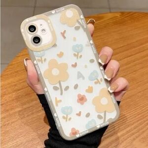 Floral Pattern Phone Case - Cream and Tan